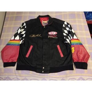 Vintage 90s Jeff Gordon Racing Jacket Size XL Dupont Leather Sleeve NASCAR Rare